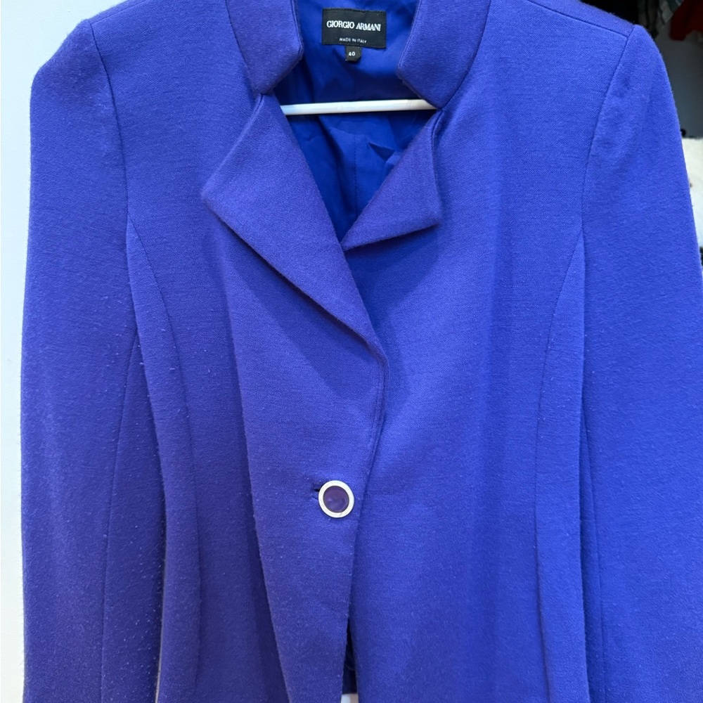Giorgio Armani Violet/Purple Wool Single-Button Blazer
